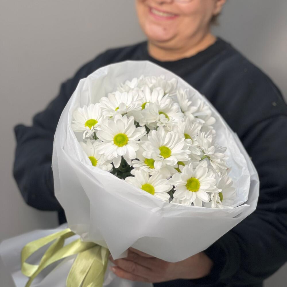Букет «Ромашковый» – нежные белые хризантемы в деревенском стиле Абдулино Оренбургская область